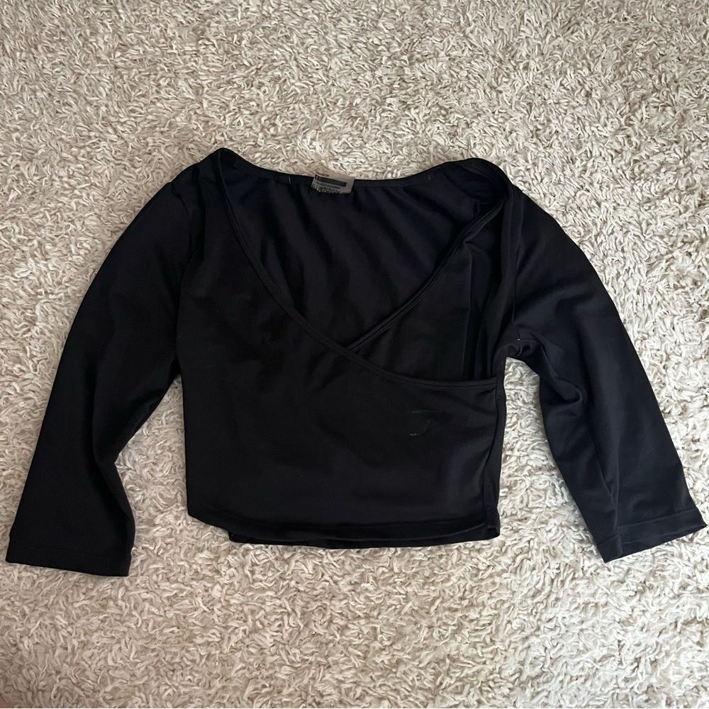 Gymshark black faux wrap shirt size small